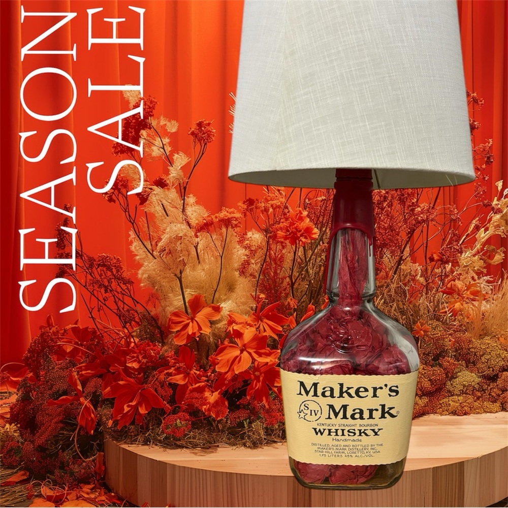 Maker’s Mark Original Custom Made Whiskey Bottle Lamp. Shade not included